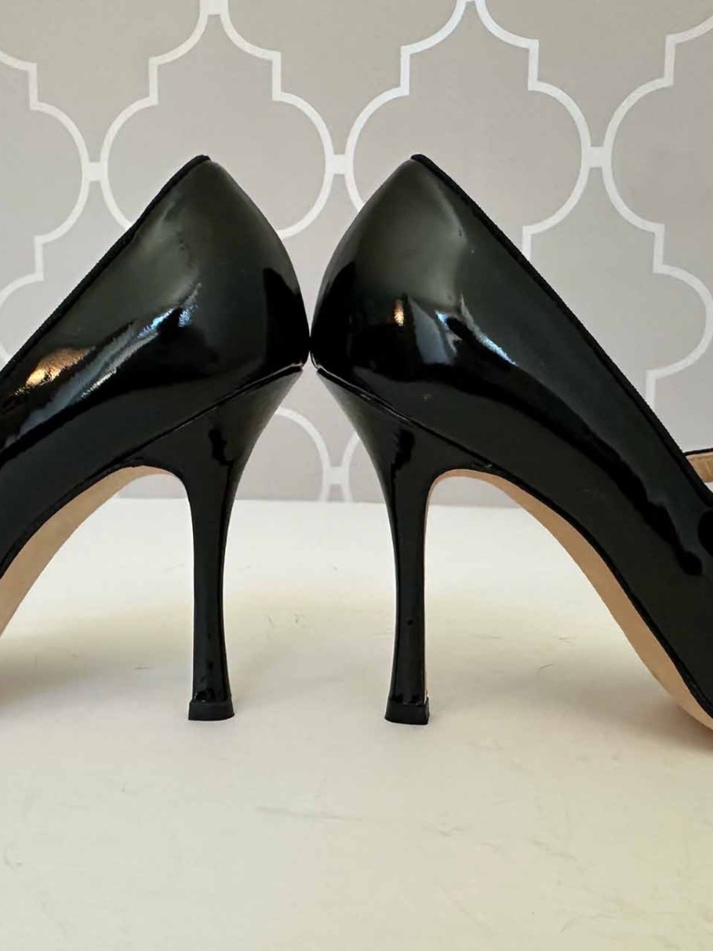Manolo Blahnik Black Patent Leather Mary Jane Peep Toe Heels EU 38 Italy - Picture 8 of 10